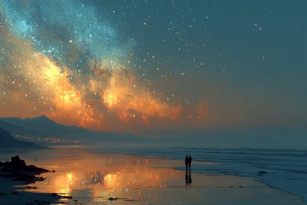 vast universe from the beach