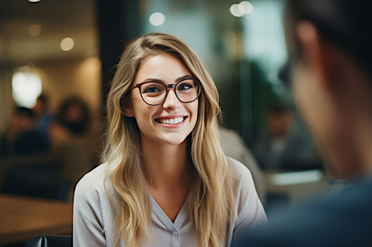 pretty woman in casual outfit job interview